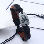 Pulsera de Cuero Cabeza de Calavera