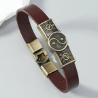 Pulsera de Cuero Yin Yang marrón