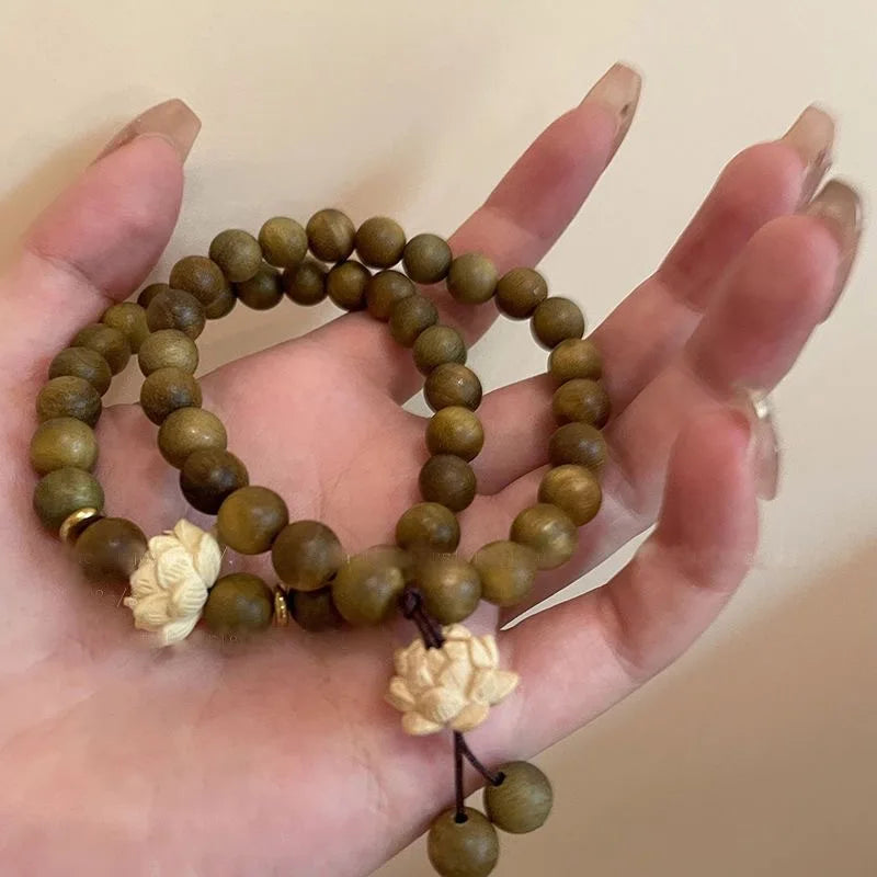 Pulsera de Perlas de Madera Natural