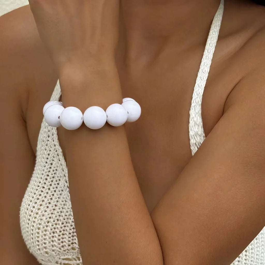 Pulsera de Cuentas de Colores para Mujer blanca