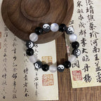 Pulsera de Perlas Yin Yang Negro y Blanco