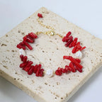 Pulsera de Piedra Coral y Perlas