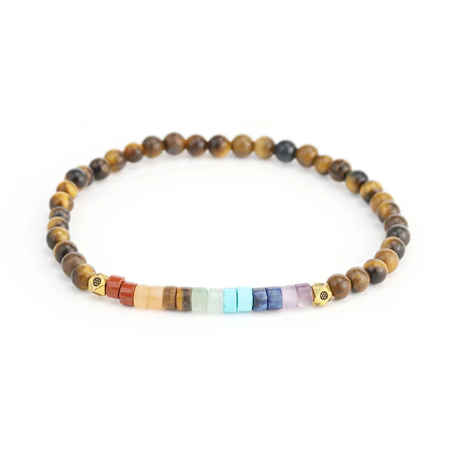 Pulsera de Piedras Naturales 7 Chakras Ojo de tigre