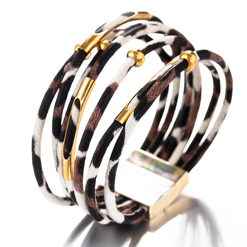 Pulsera Étnica Multicapa Leopardo 1