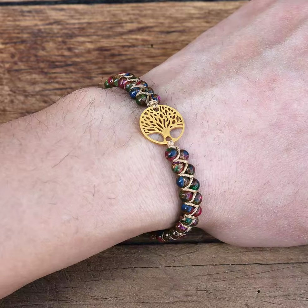 Pulsera Mujer Piedra Natural Violeta Árbol de la Vida