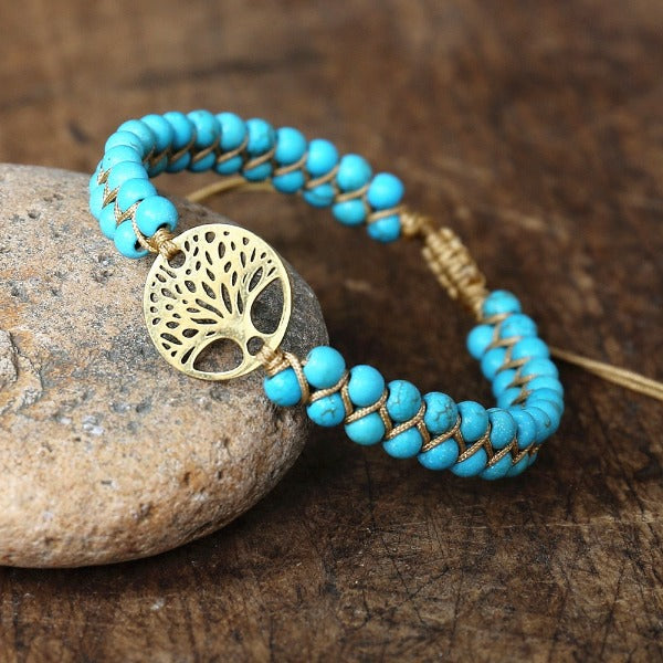 Pulsera Mujer Piedra Natural Violeta Árbol de la Vida
