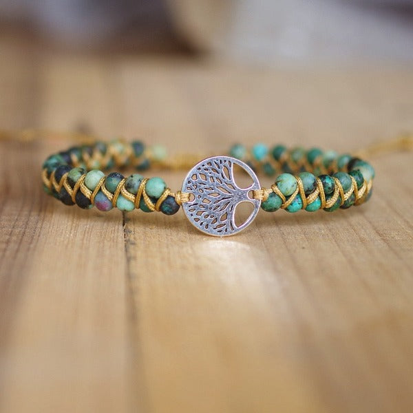 Pulsera Mujer Piedra Natural Violeta Árbol de la Vida