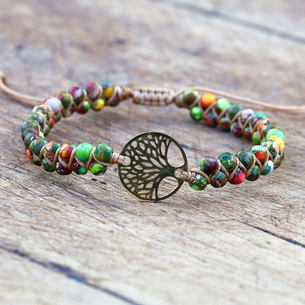 Pulsera Mujer Piedra Natural Violeta Árbol de la Vida