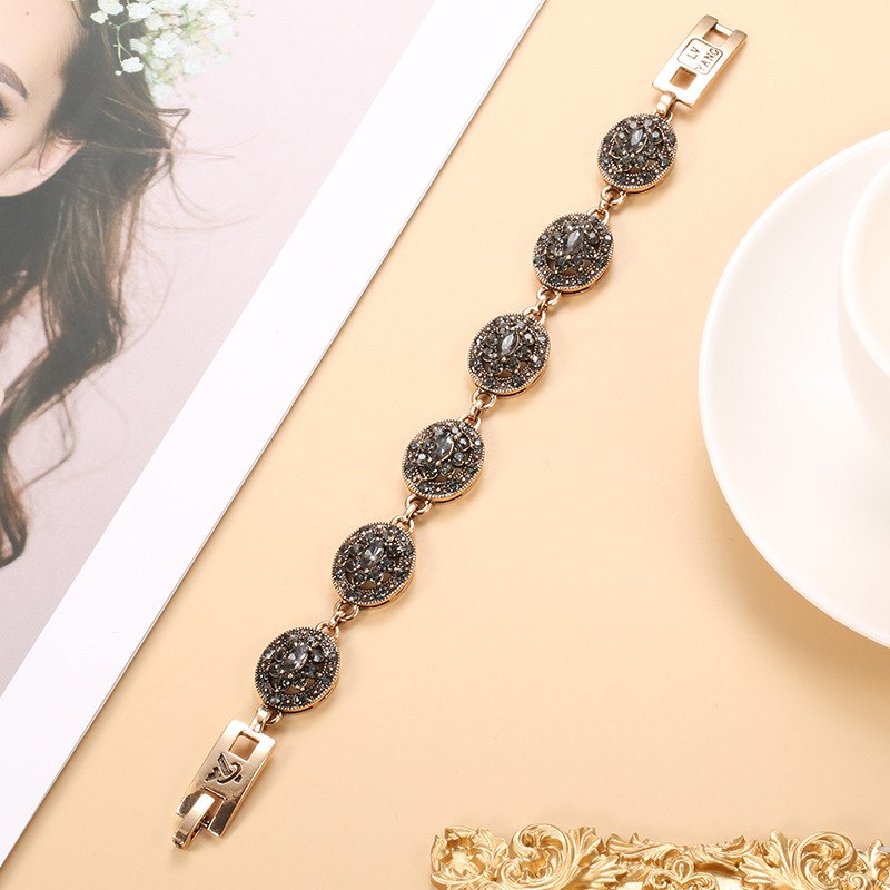 Pulsera Mujer Estilo Étnico Piedras Negras