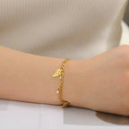 Pulsera Hoja de Palma y Circonio estilo A Oro