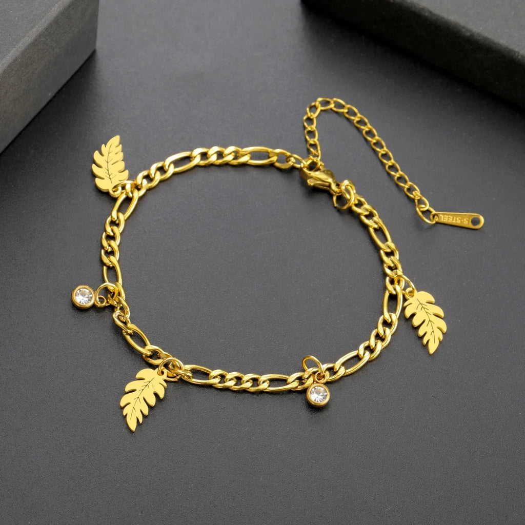 Pulsera Hoja de Palma y Circonio