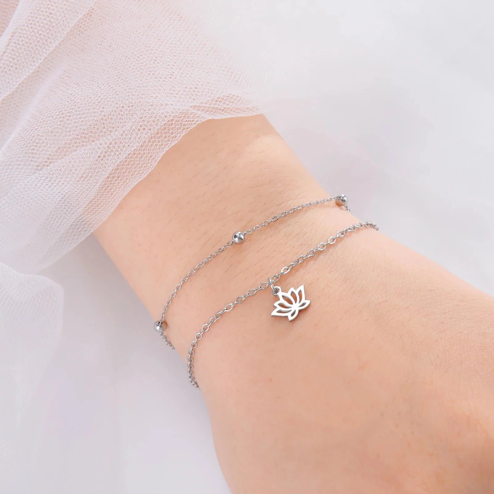 Pulsera Flor de Loto Mujer Esclava plata