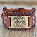Pulsera Flor de la Vida de Cuero para Hombre marrón