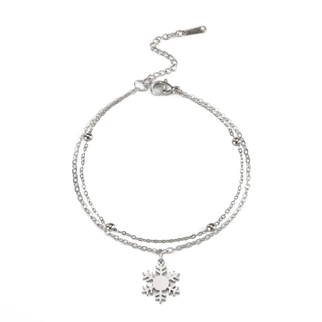 Pulsera Copo de Nieve Cadena Invierno plata