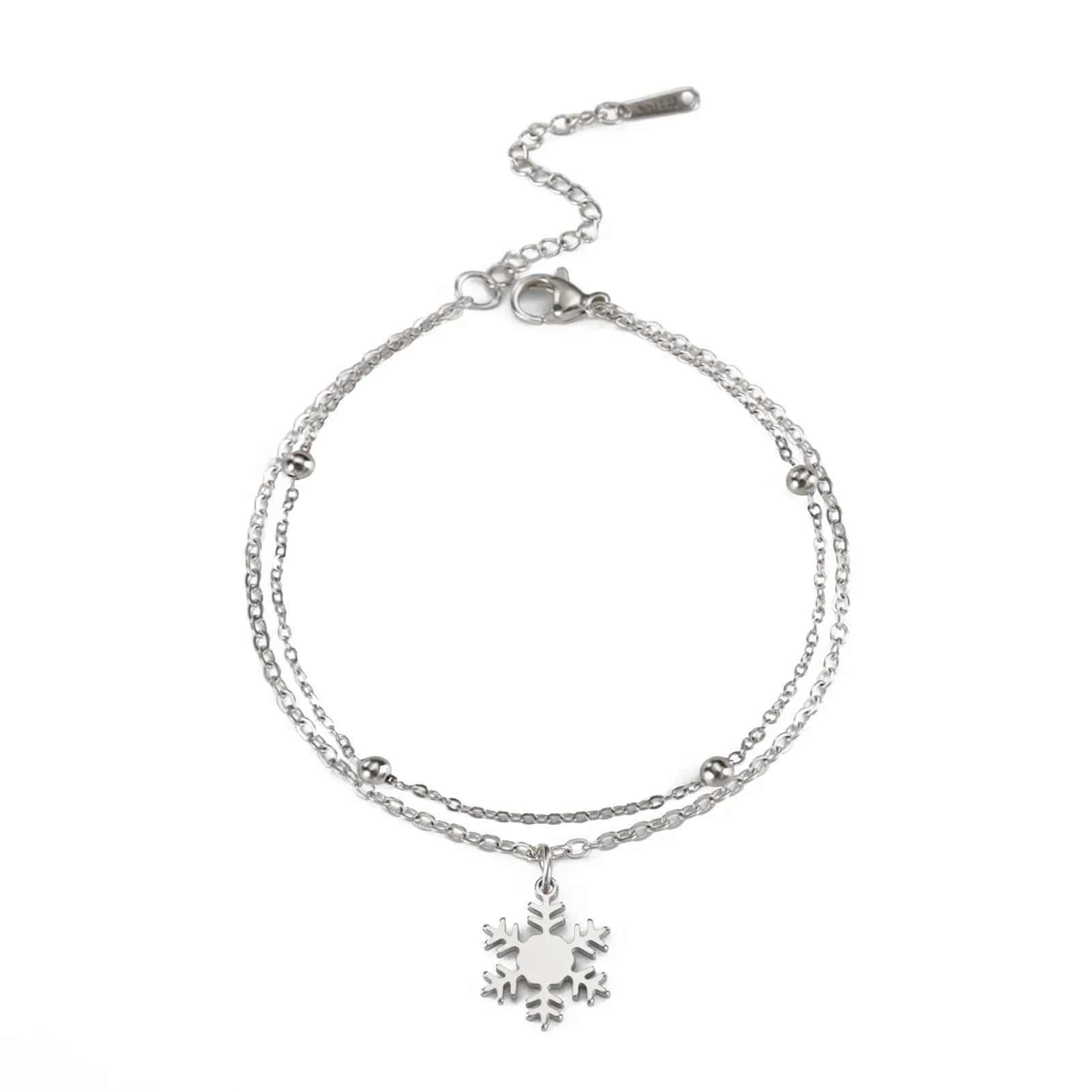 Pulsera Copo de Nieve Cadena Invierno plata