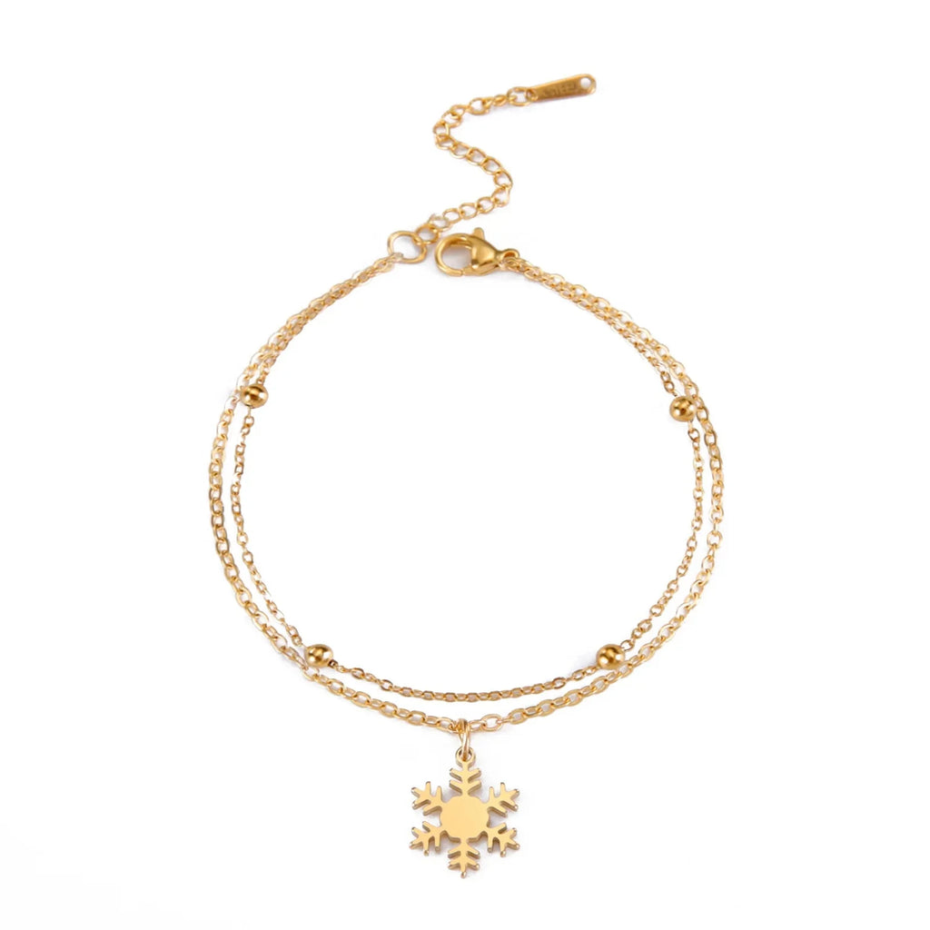Pulsera Copo de Nieve Cadena Invierno oro