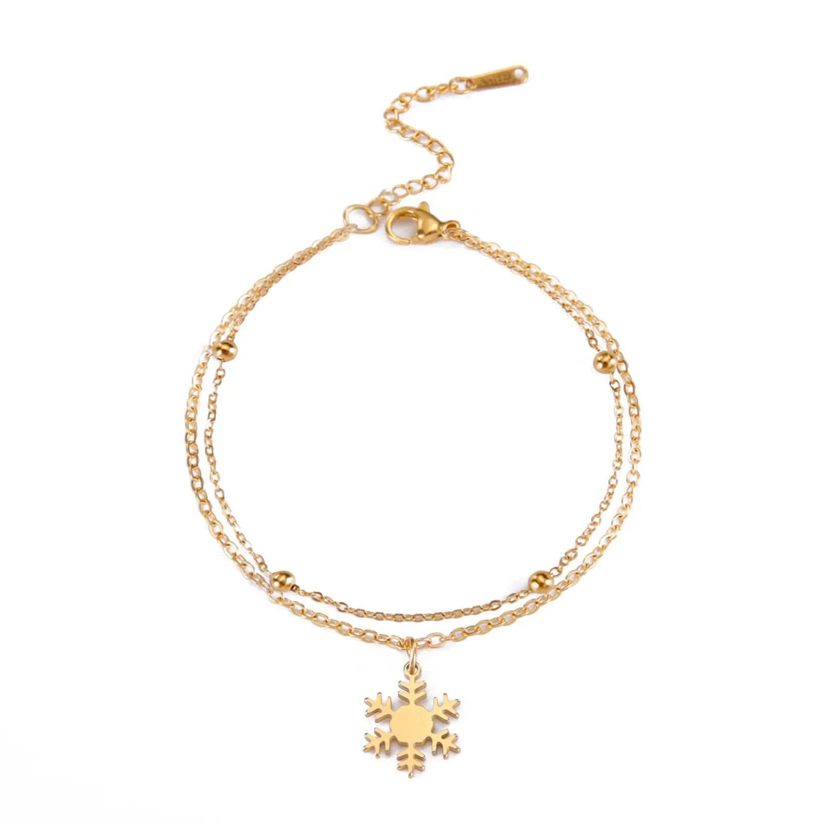 Pulsera Copo de Nieve Cadena Invierno oro