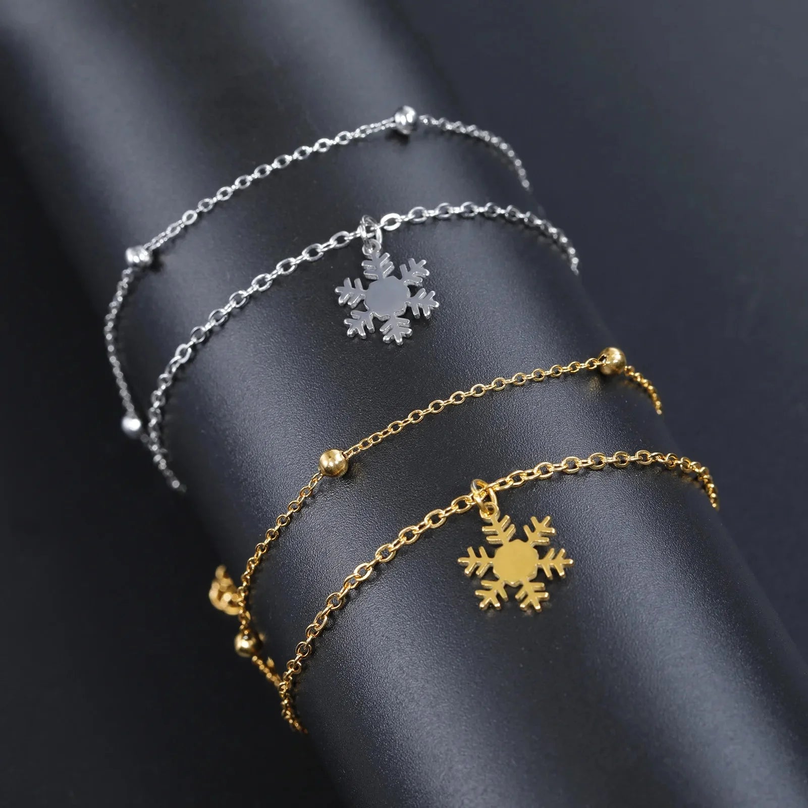 Pulsera Copo de Nieve Cadena Invierno oro