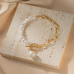 Pulsera Gourmette de Estilo Barroco con Perlas