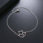 Pulsera Gourmette Gato Corazón plata