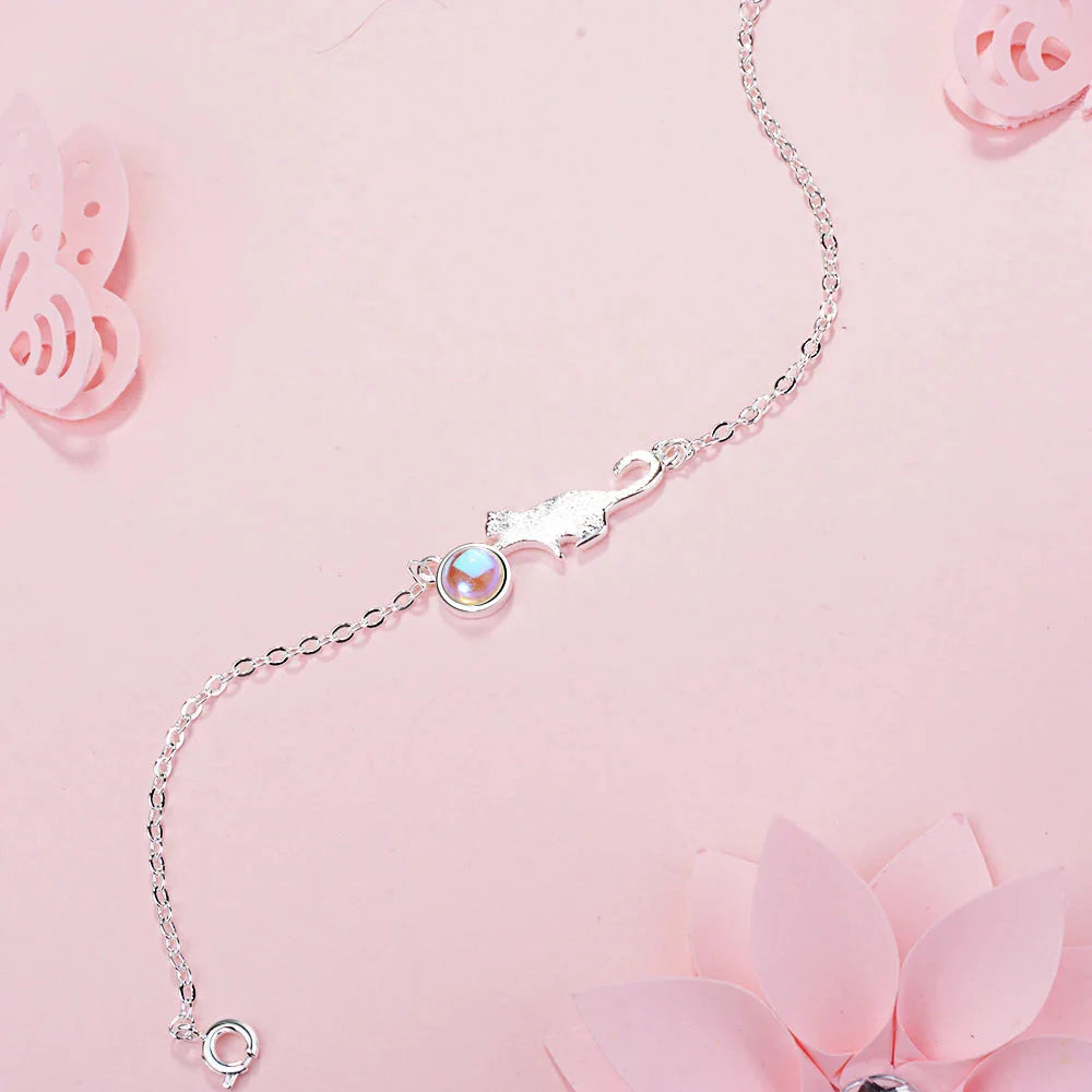 Pulsera Gourmette Gato que Juega plata