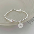 Pulsera Gourmette de Estilo Retro con Perla