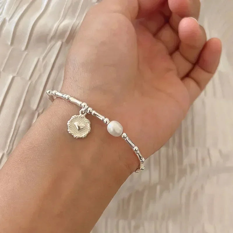 Pulsera Gourmette de Estilo Retro con Perla