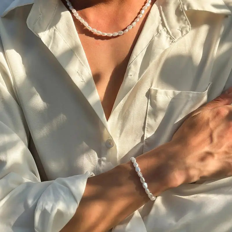 Pulsera de Perlas Gourmette para Mujer u Hombre