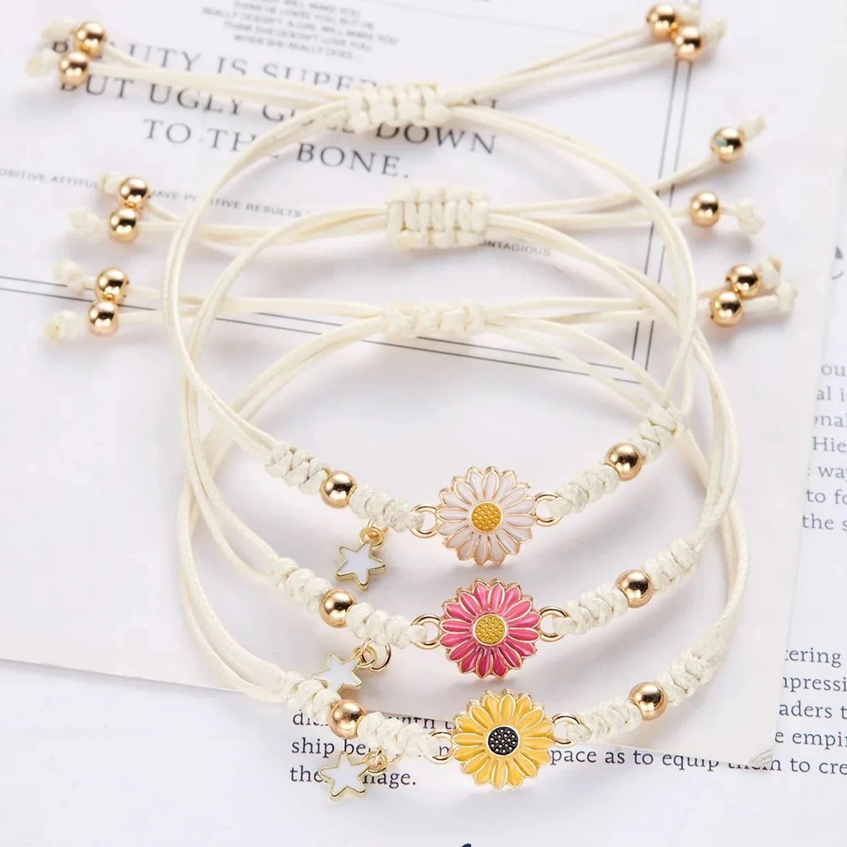 Pulsera Gourmette Flor de Margarita amarilla