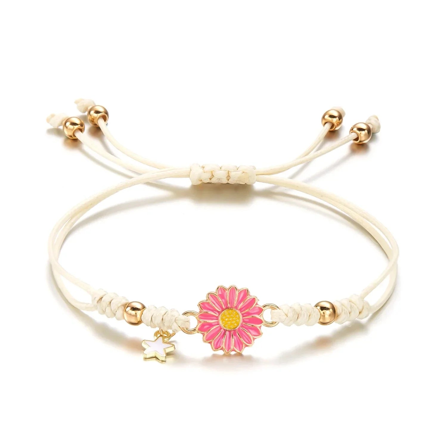 Pulsera Gourmette Flor de Margarita rosa