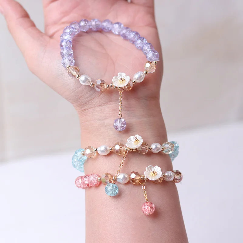 Pulsera Gourmette Flor en Cristal multicolor