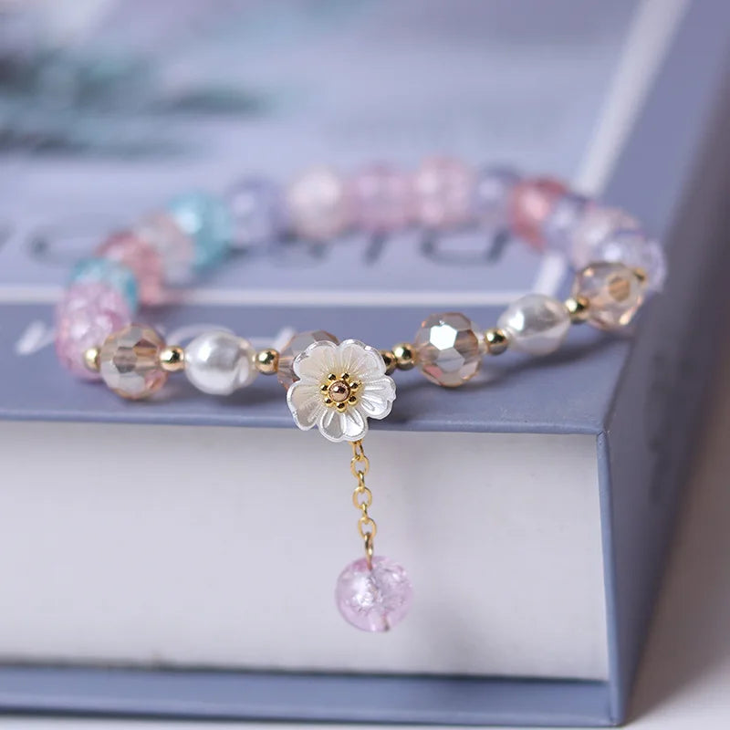 Pulsera Gourmette Flor en Cristal multicolor