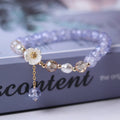 Pulsera Gourmette Flor en Cristal azul