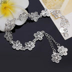 Pulsera Gourmette Flores 5 Pétalos Plateadas