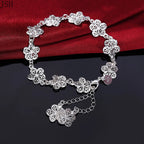 Pulsera Gourmette Flores 5 Pétalos Plateadas