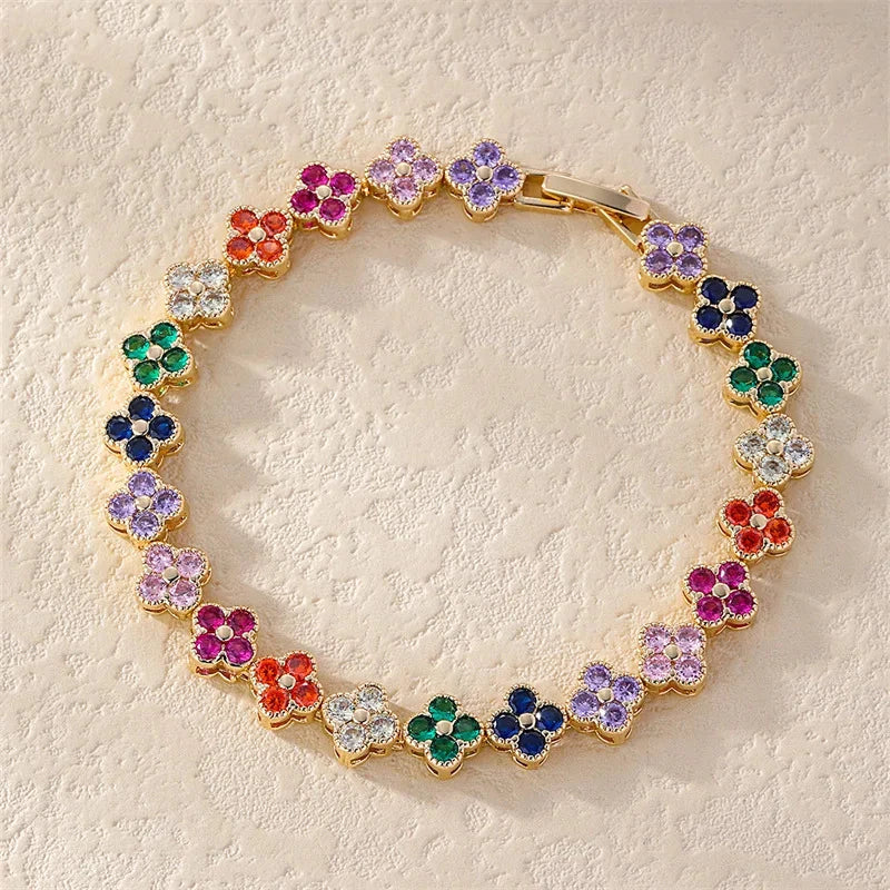 Pulsera Gourmette Flores de Margarita de colores oro