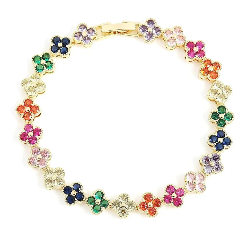 Pulsera Gourmette Flores de Margarita de colores oro