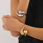 Pulsera Gourmette Grandes Gotas de Agua Asimétricas plata