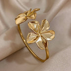Pulsera Gourmette Grandes Flores de 5 Pétalos oro