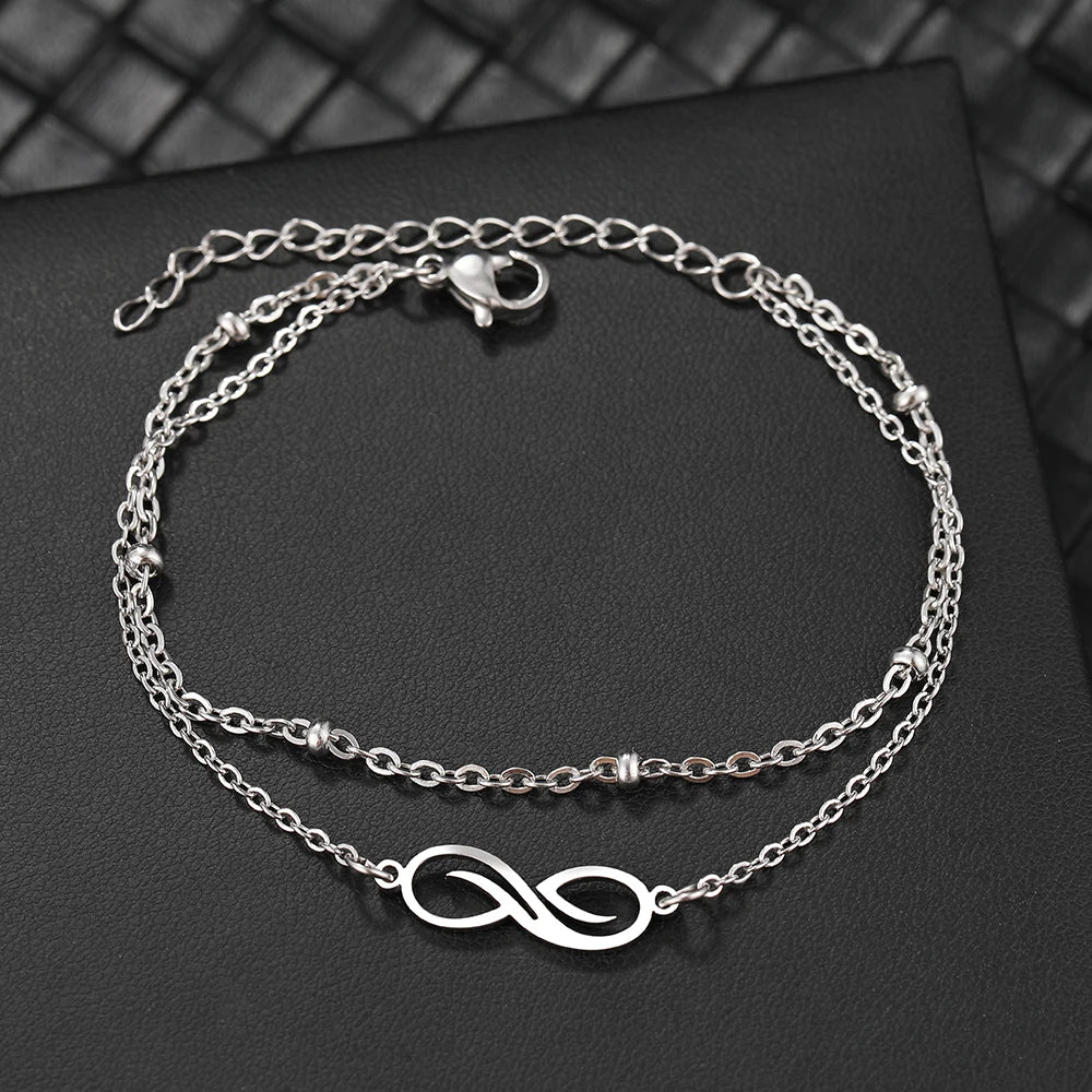 Pulsera Gourmette Infinito Doble Mujer plata