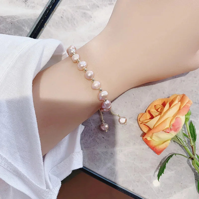 Pulsera de Cuentas Rosadas Gourmette
