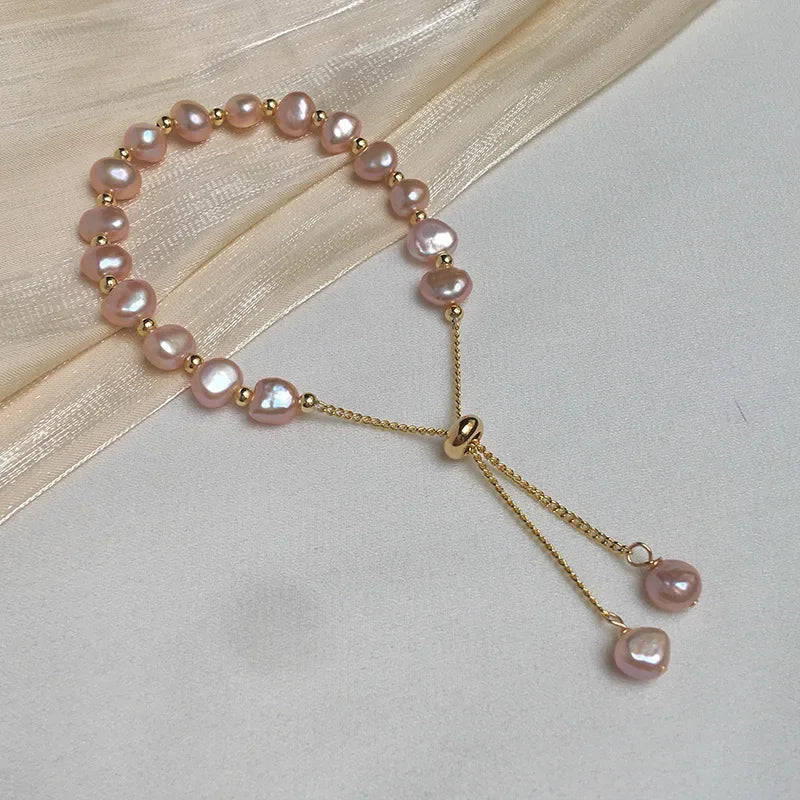 Pulsera de Cuentas Rosadas Gourmette