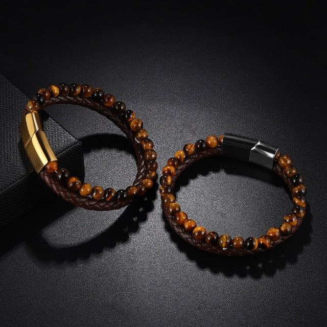 Pulsera de Identificación con Piedra Ojo de Tigre