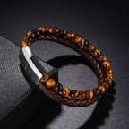 Pulsera de Identificación con Piedra Ojo de Tigre negro