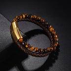 Pulsera de Identificación con Piedra Ojo de Tigre oro