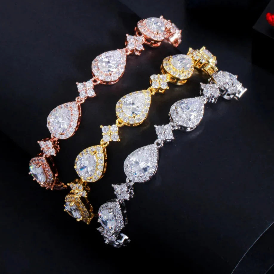 Pulsera Gota de Agua en Zirconio rosa