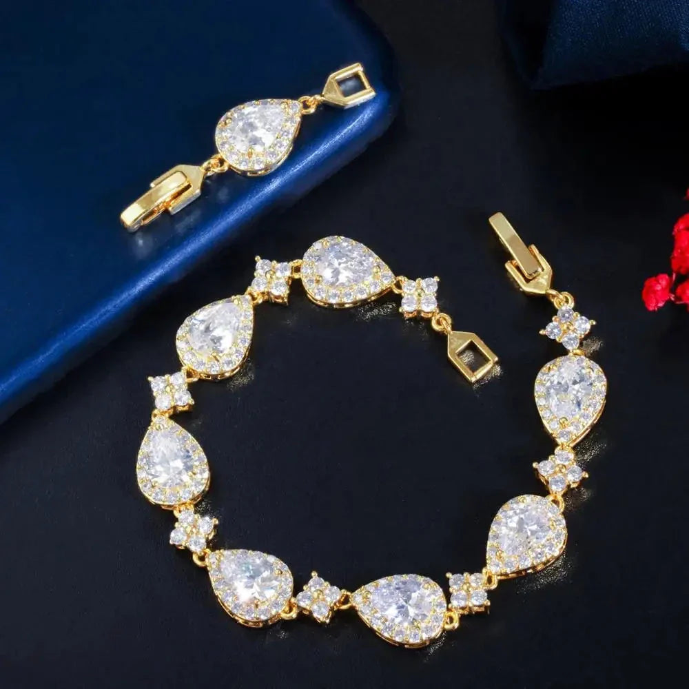 Pulsera Gota de Agua en Zirconio oro