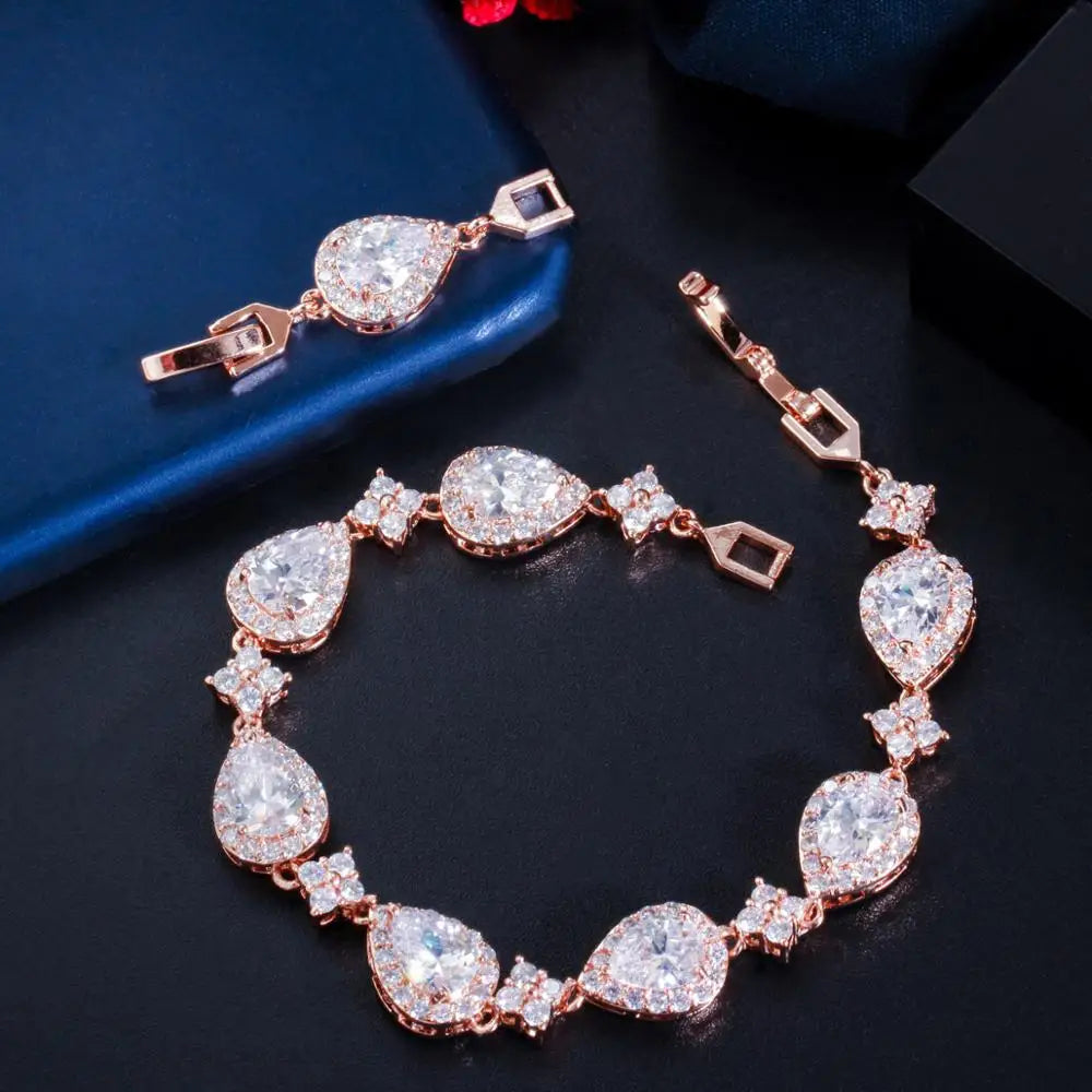 Pulsera Gota de Agua en Zirconio rosa