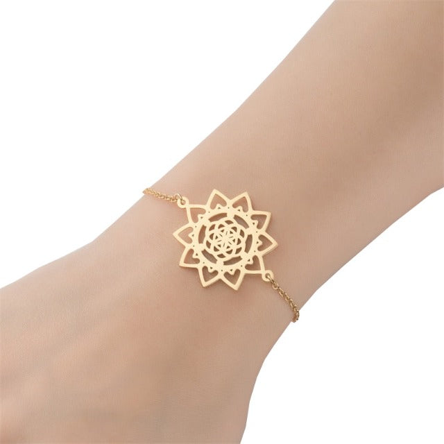 Pulsera Flor de la Vida Mandala Gourmette Dawapara Mujer oro