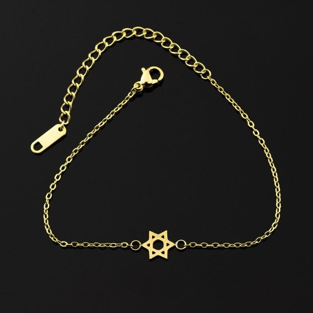 Pulsera Hexagrama Estrella de David Judaísmo Pulsera de oro